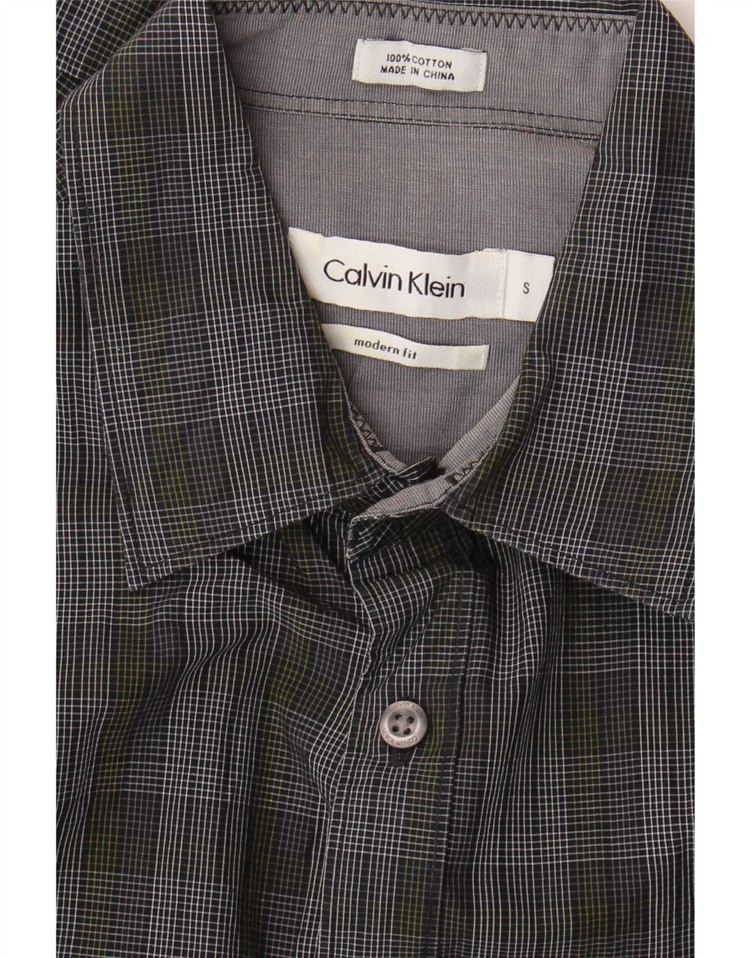 Calvin Klein Herren-Hemd mit moderner Passform, klein, grau kariert, Baumwolle