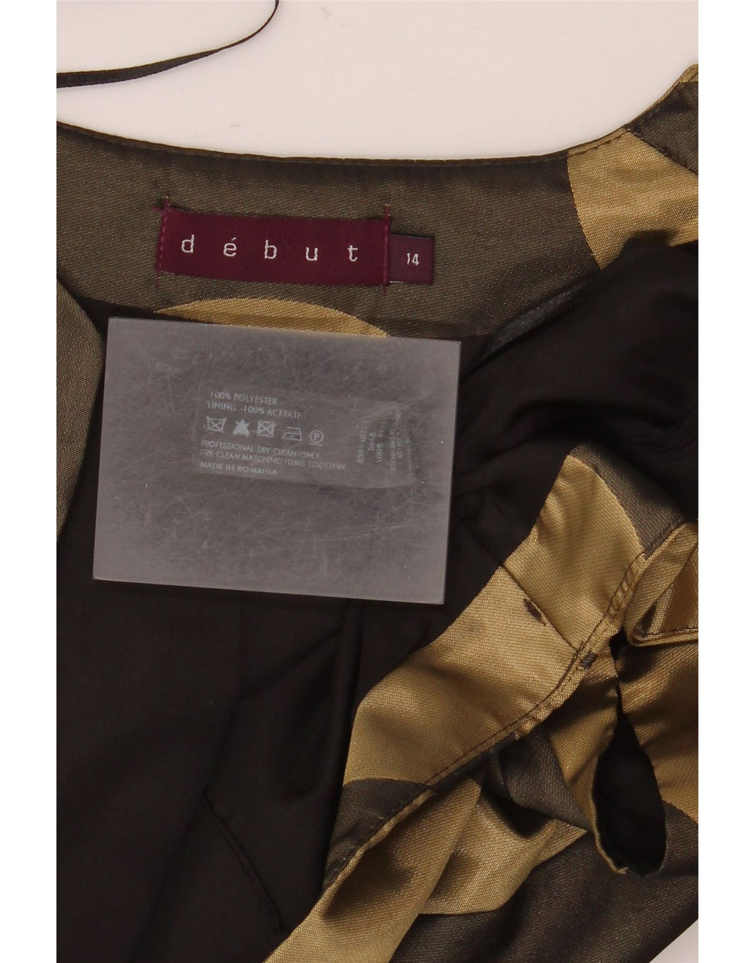 Debut Damen Kurzarm-Bolero-Oberteil UK 14 Medium Khaki Geometrisch Polyester