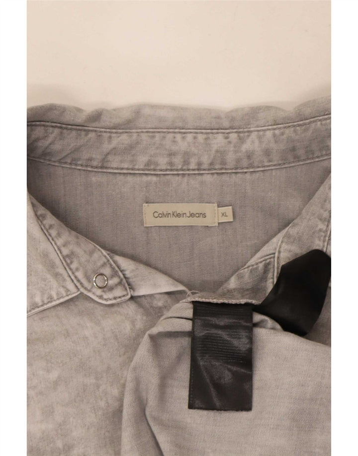 Calvin Klein Jeans Herren Jeanshemd XL Grau Baumwolle