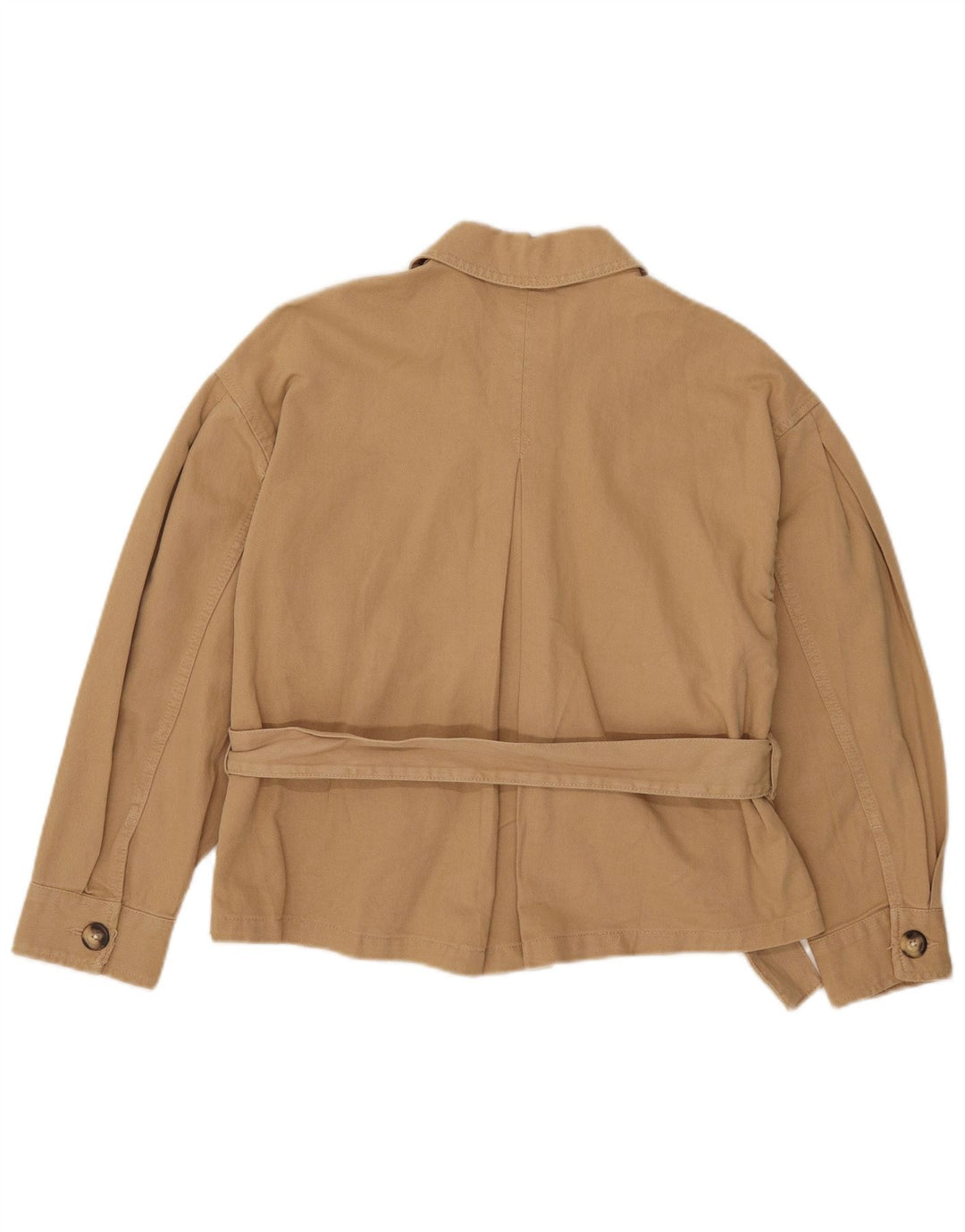 Zara Damen 3/4-Ärmel übergroße Utility-Jacke UK 10 Small Beige Baumwolle