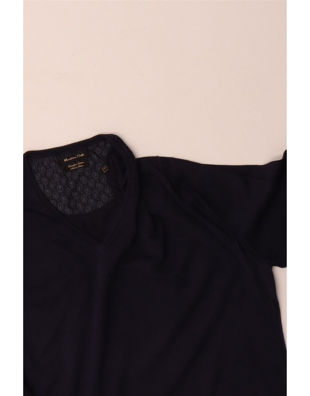 MASSIMO DUTTI Herren-Pullover mit V-Ausschnitt in mittlerem Marineblau