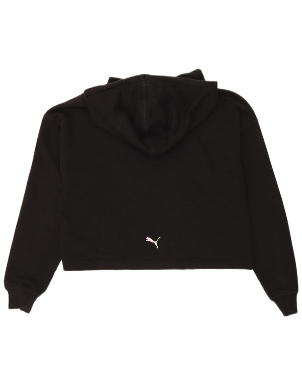 Puma Womens Oversized Crop Graphic Hoodie Pullover UK 6 XS Schwarz Baumwolle