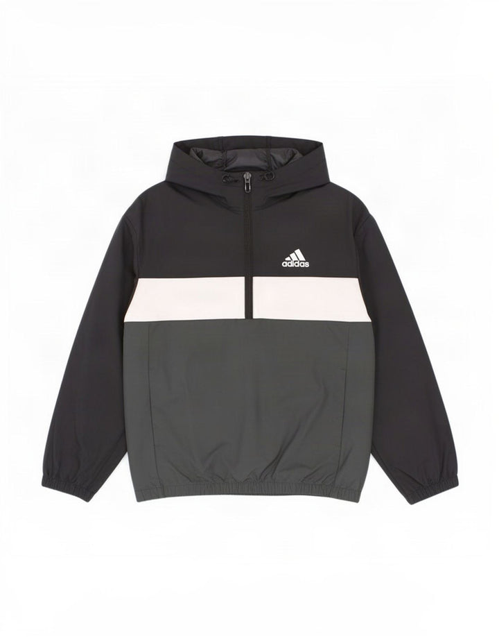 Adidas Jungen Kapuzen-Pullover-Regenjacke, 7–8 Jahre, Schwarz, Farbblock
