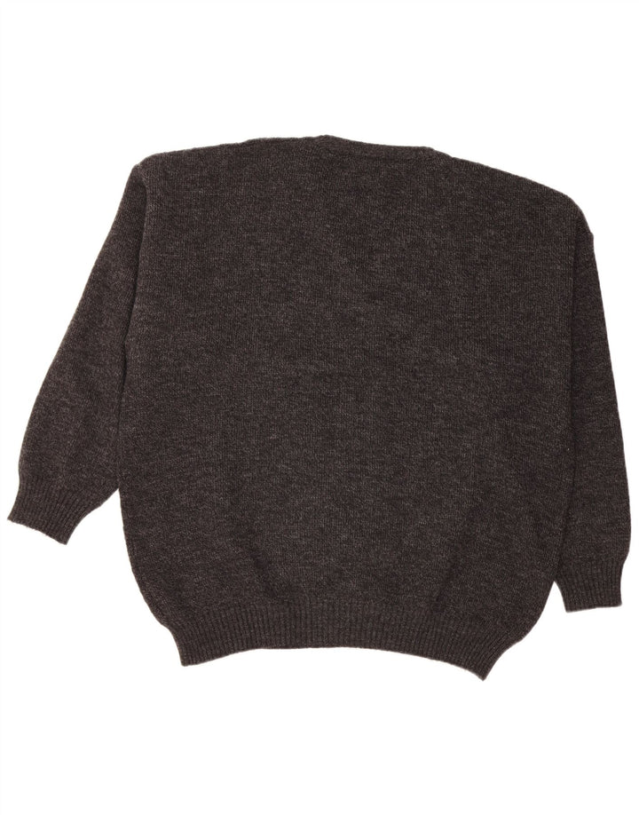 VINTAGE Herren Pullover mit V-Ausschnitt IT 56 XL Graues Acryl