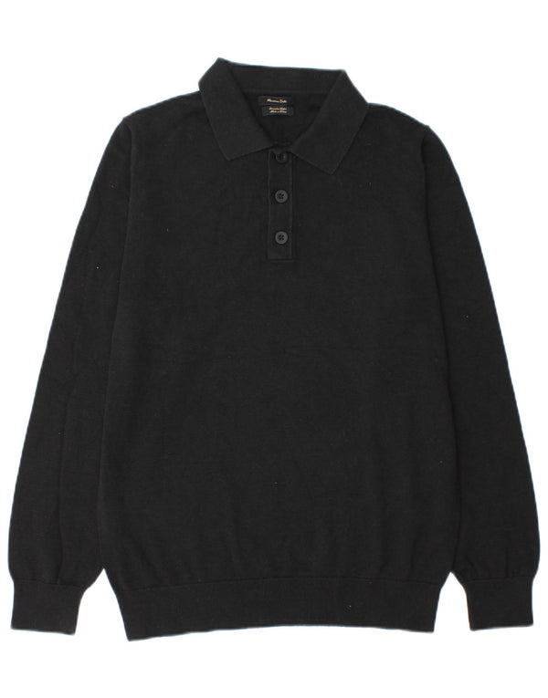 Massimo Dutti Herren-Pullover mit Rollkragen, Mittelschwarz, Baumwolle