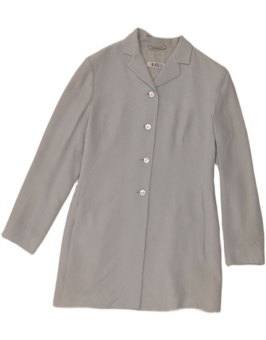 Marella Womens 4 Button Longline Blazer Jacke UK 10 Small Blue Rayon