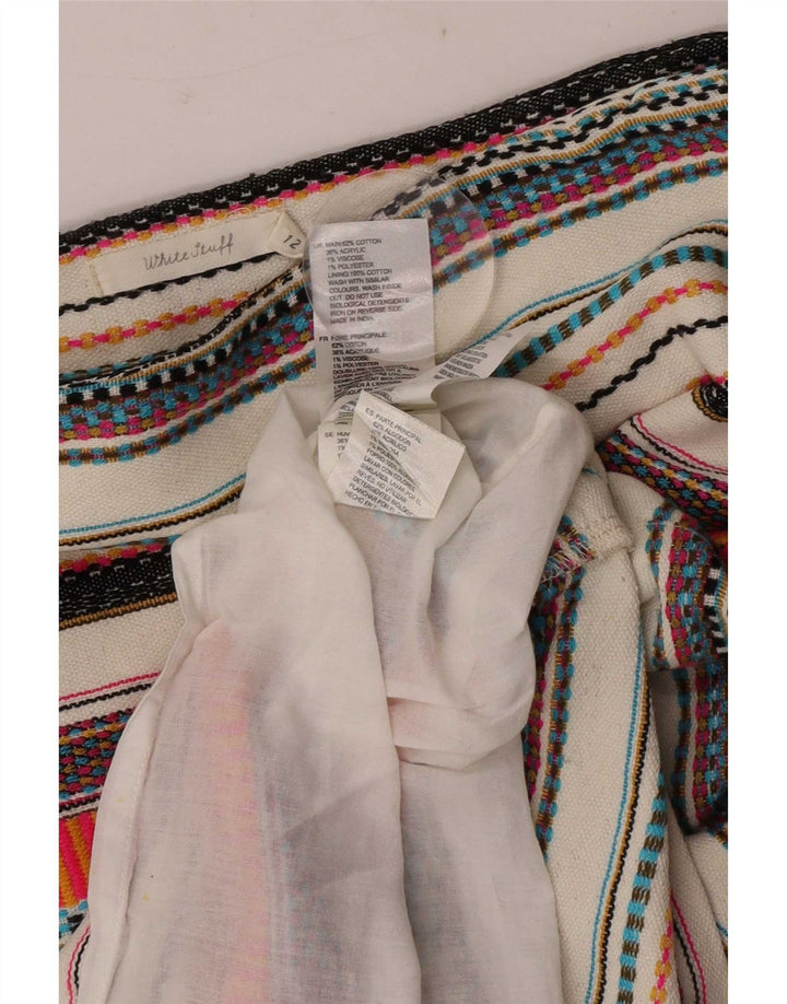 White Stuff Damen Minirock UK 12 Medium W32 Mehrfarbig gestreifte Baumwolle