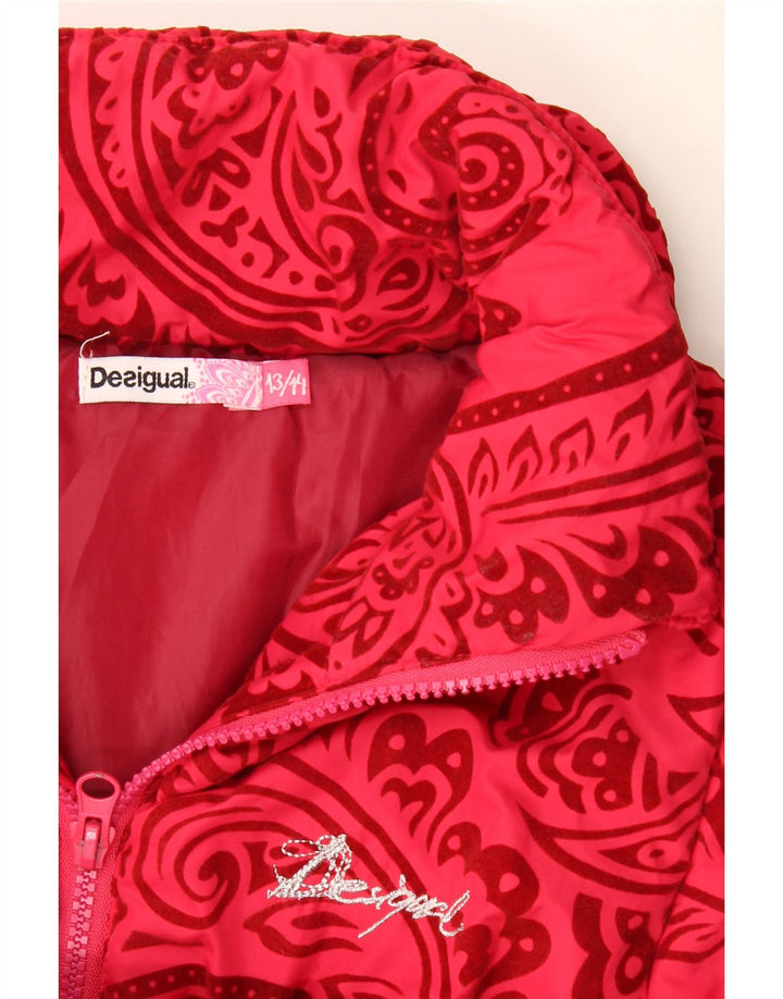 Desigual Wattierte Jacke für Mädchen, 13–14 Jahre, rotes Paisleymuster