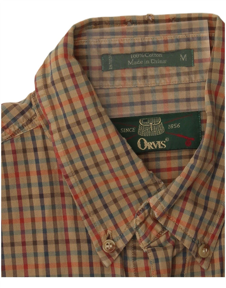 Orvis Herrenhemd aus mittelgrauer Gingham-Baumwolle in Khaki