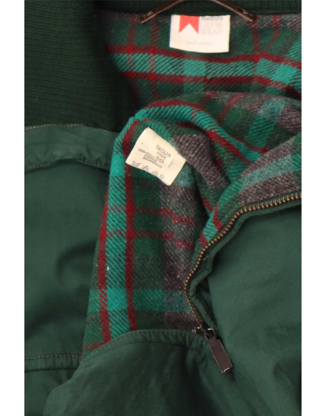 Marlboro Herren Bomberjacke IT 50 Große grüne Colourblock-Baumwolle