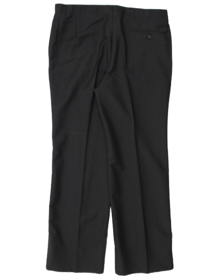 VINTAGE Mens Straight Suit Trousers W36 L31 Black