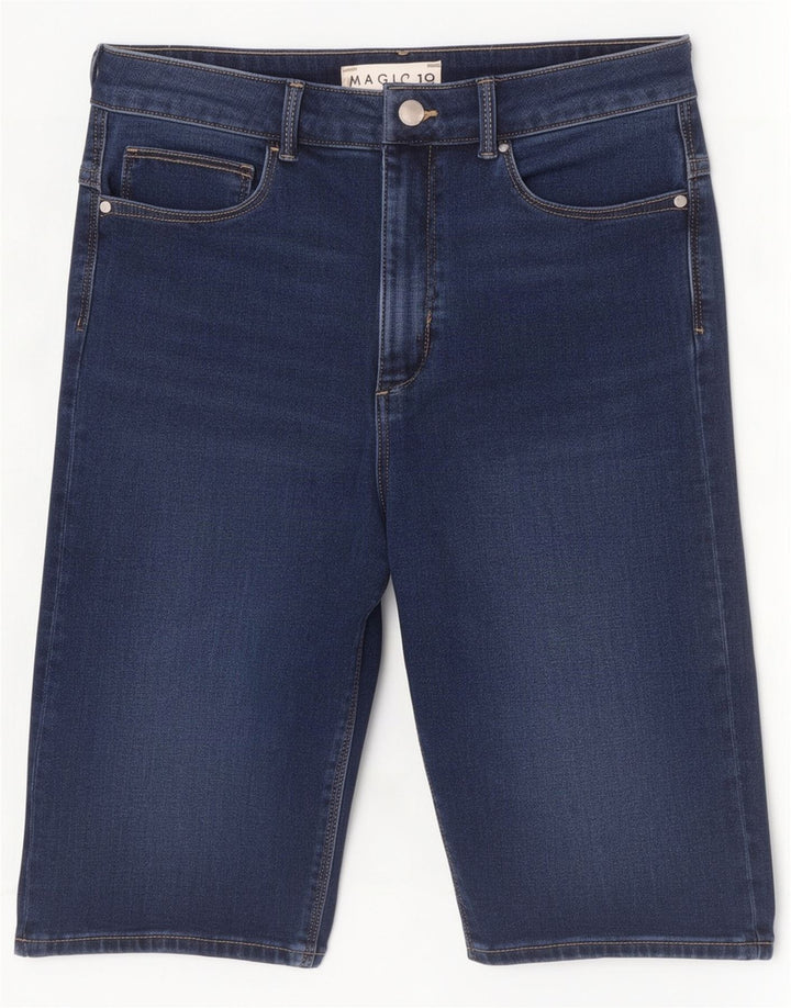 Marks & Spencer Damen Magic Denim Shorts UK 12 Medium W28 Marineblau