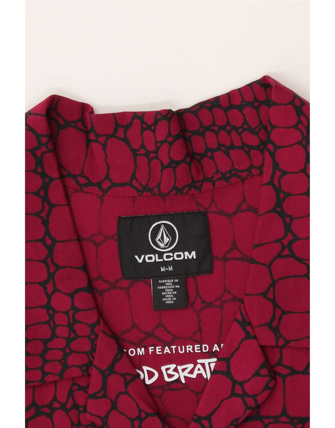 Volcom Herren Kurzarmhemd Mittelrotes Tiermuster