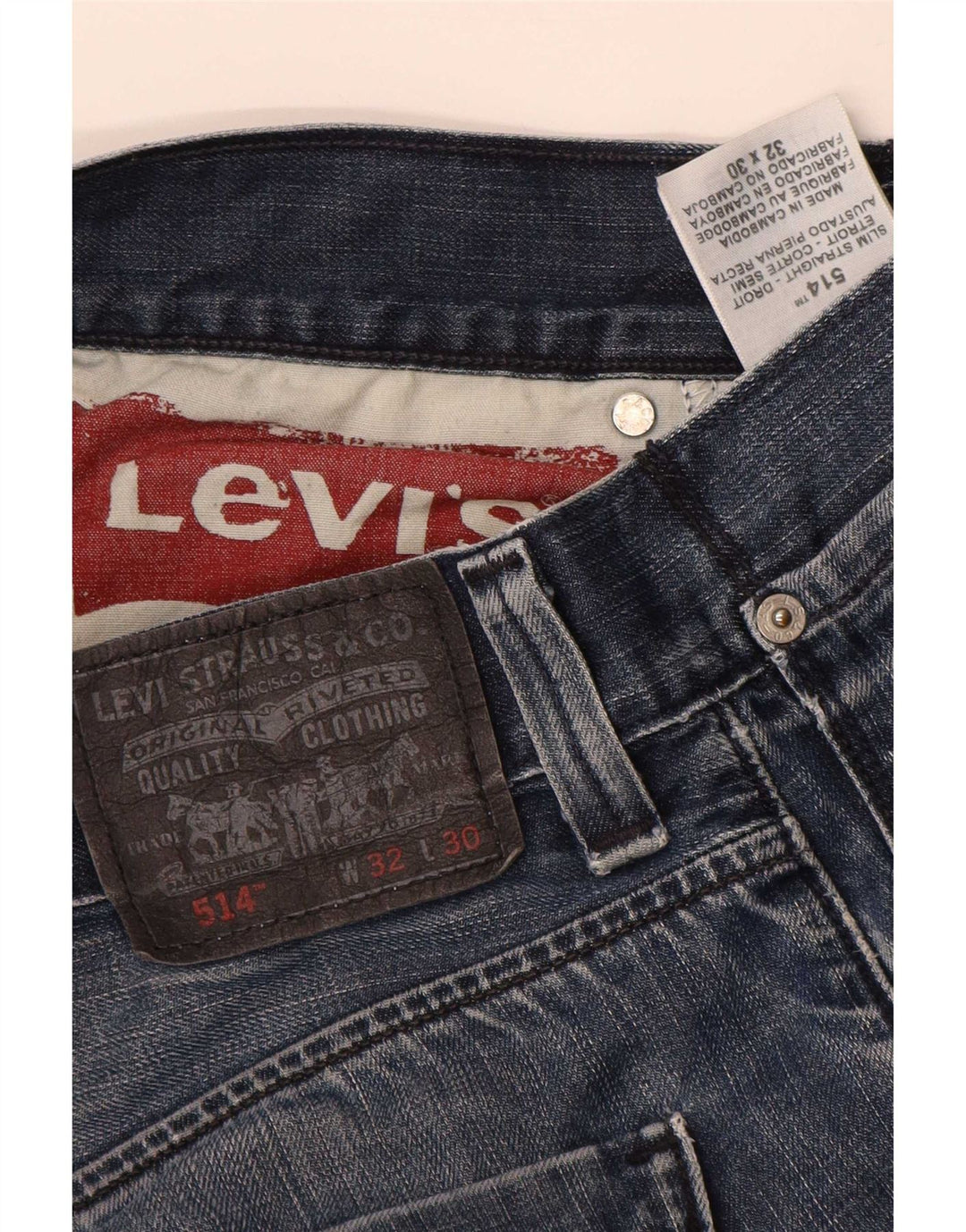 Levi's Herren 514 Straight Jeans W32 L30 Blaue Baumwolle