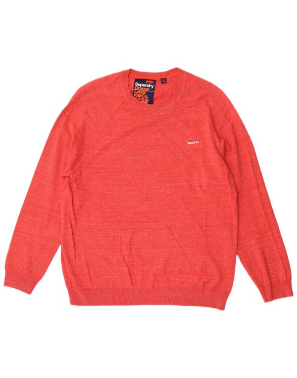 Superdry Herren-Pullover mit Rundhalsausschnitt, XL, rote Baumwolle
