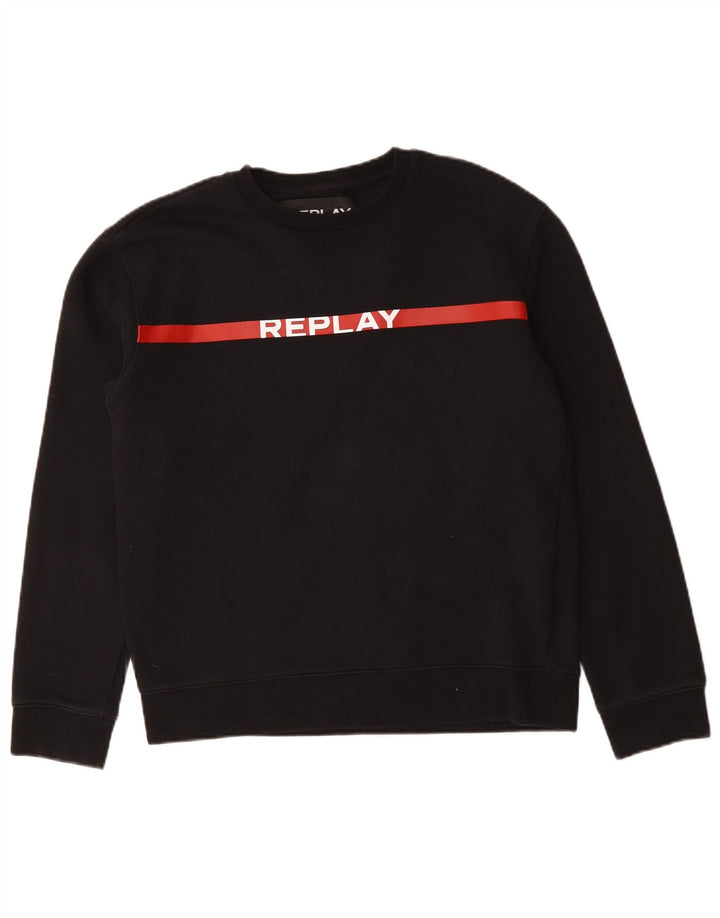 Replay Herren-Sweatshirt mit Grafik, mittelschwarze Baumwolle