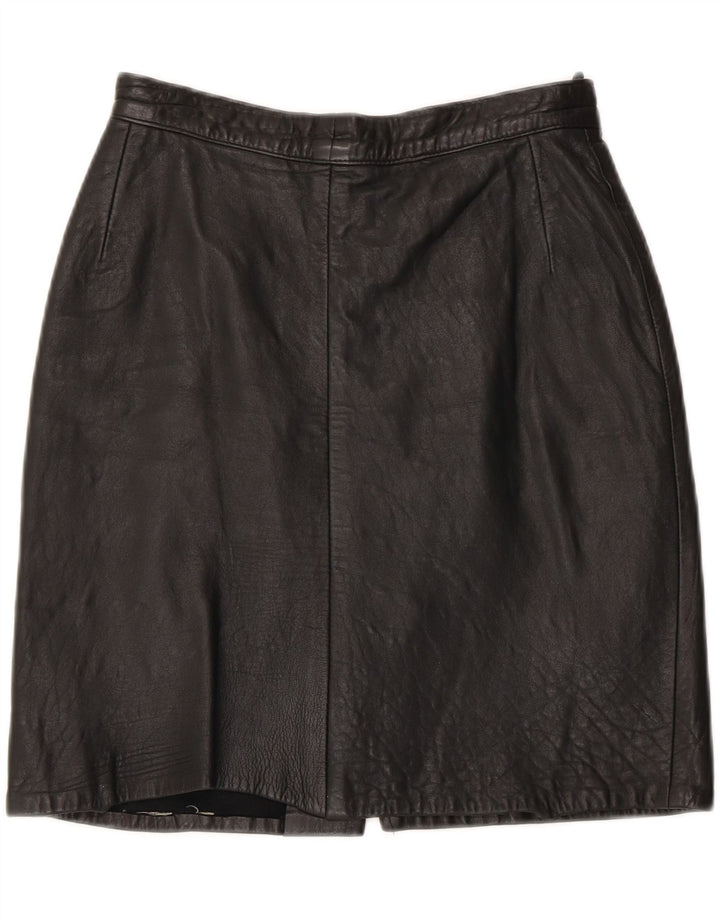 VINTAGE Womens Leather Skirt W26 Small Black