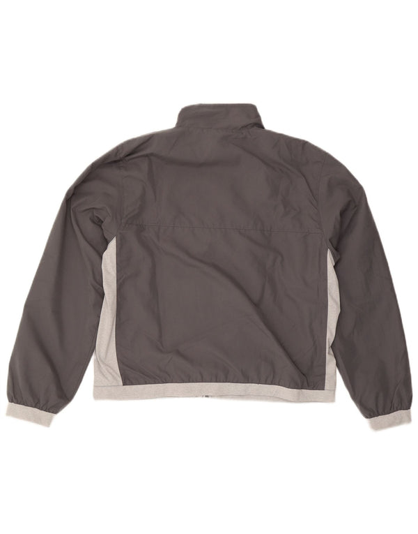 Reebok Damen-Trainingsanzug-Oberteiljacke UK 14 Large Graues Colourblock-Polyester