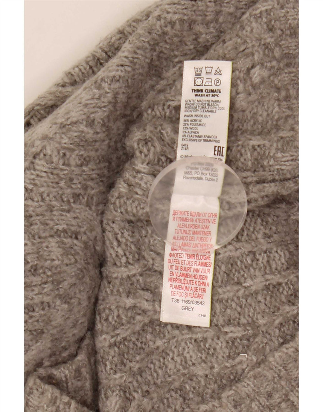 Marks & Spencer Damen-Pullover mit Rollkragen, übergroß, Größe UK 14, Mittelgrau