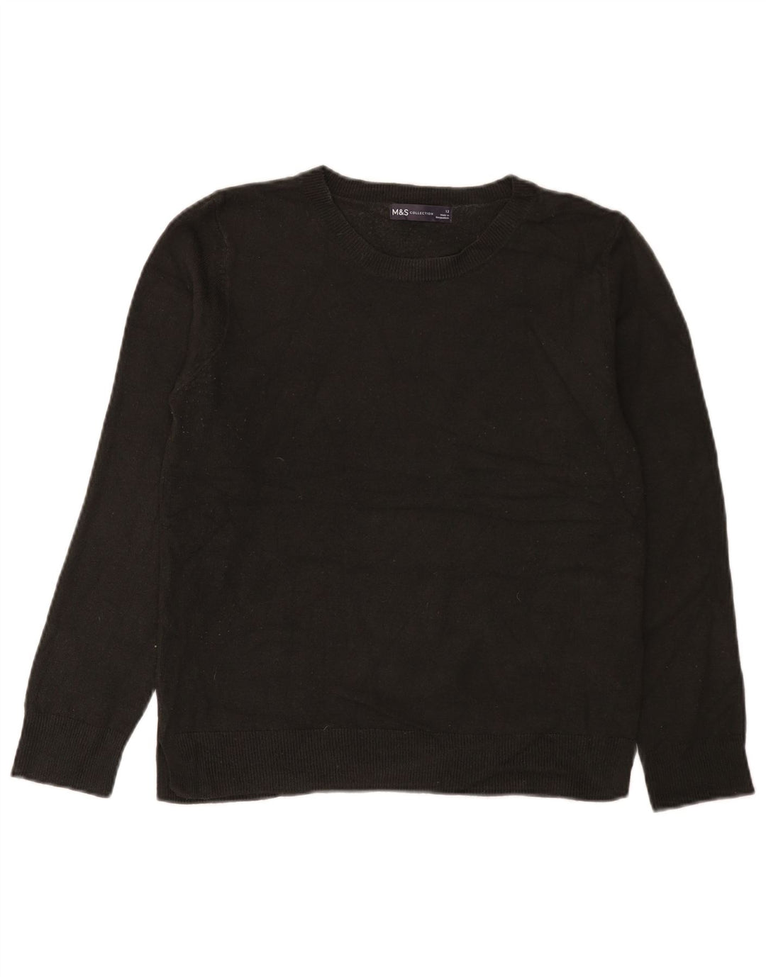 Marks & Spencer Damen-Pullover mit Rundhalsausschnitt, Gr. 12, Mittelschwarz, Acryl