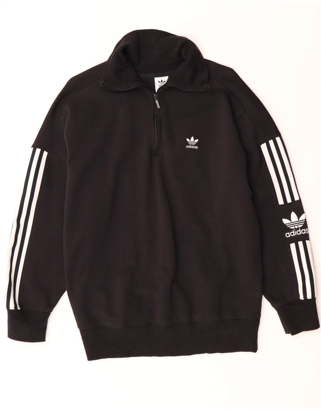 ADIDAS Damen-Sweatshirt in Übergröße mit Reißverschluss am Hals, Gr. 16, Schwarz