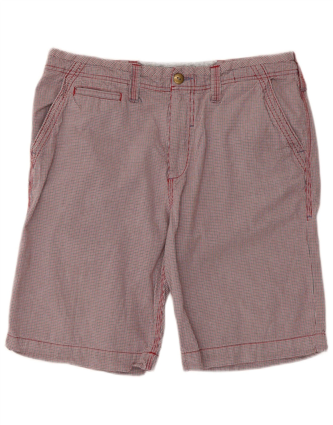 WHITE STUFF Herren-Chinoshorts W34, große rote Gingham-Baumwolle