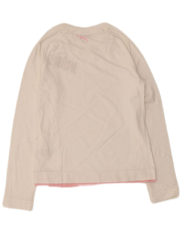 Puma Mädchen Graphic Top Langarm 13–14 Jahre weiße Baumwolle