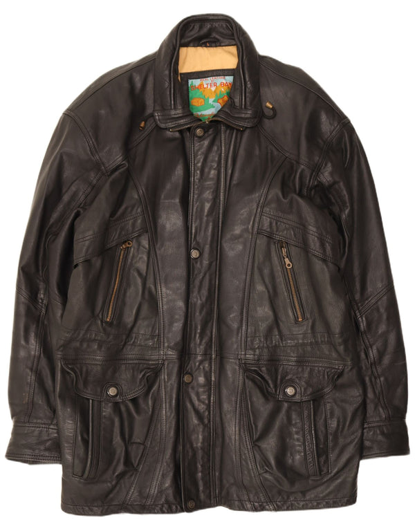 Shelter Bay Herren Ledermantel UK 40 Large Schwarz