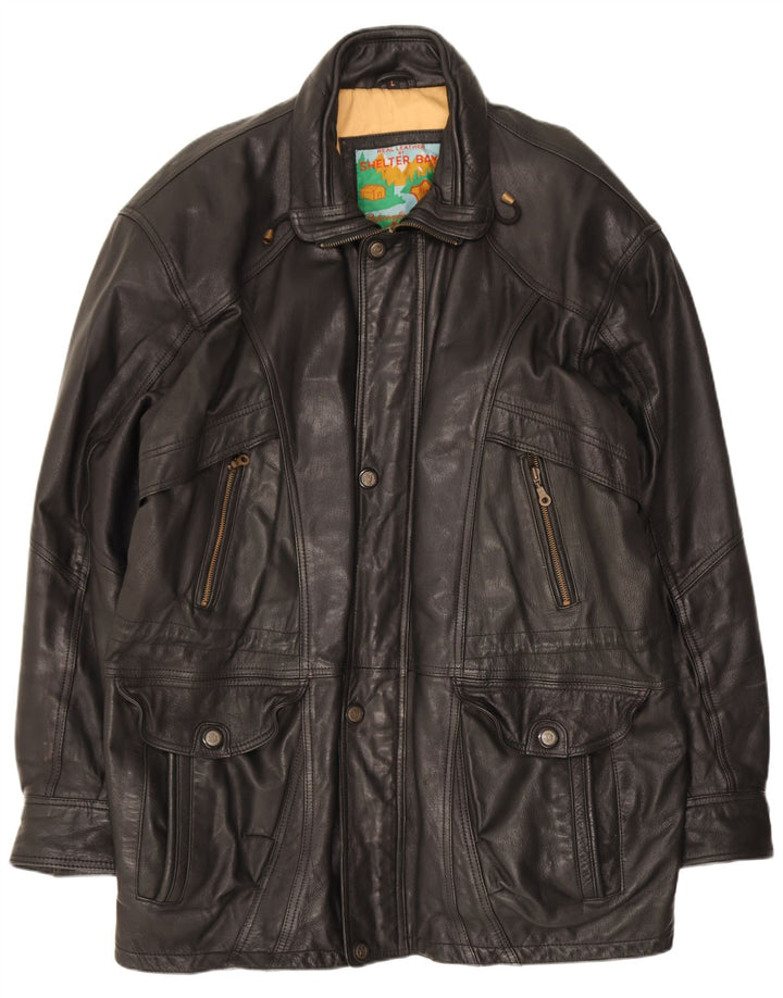 Shelter Bay Herren Ledermantel UK 40 Large Schwarz