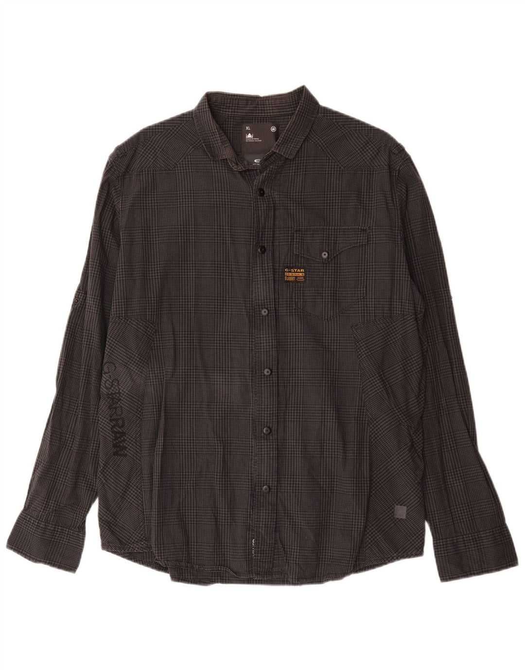 G-Star Herren-Grafikhemd XL aus grauer Gingham-Baumwolle