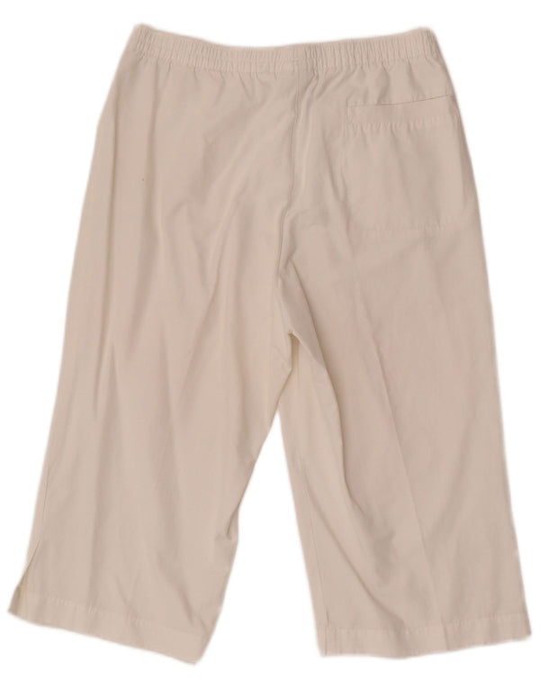 Adidas Damen Straight Capri Hose UK 16 Large W30 L17 Weiße Baumwolle