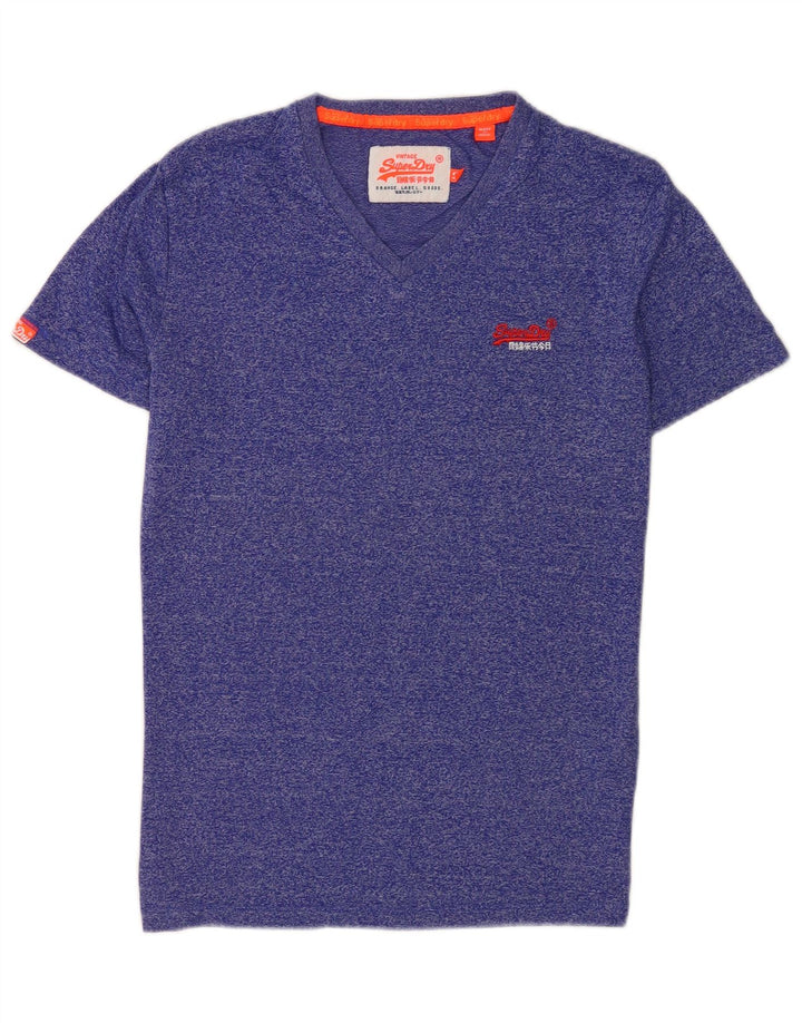 Superdry Herren-T-Shirt-Oberteil, klein, blau gefleckte Baumwolle
