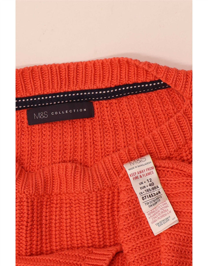 Marks & Spencer Damen-Pullover mit U-Boot-Ausschnitt, UK 12, mittelorange Baumwolle