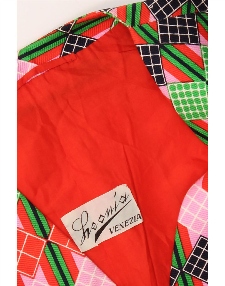 Vintage Damen 4-Knopf-Blazerjacke UK 12 Medium Mehrfarbig Geometrisch