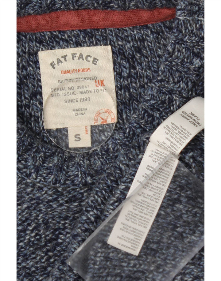 Fat Face Herren-Pullover mit Rundhalsausschnitt, Größe S, marineblau gesprenkelte Wolle