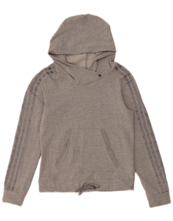 Adidas Damen Kapuzenpullover UK 12 Mittelgraue Baumwolle