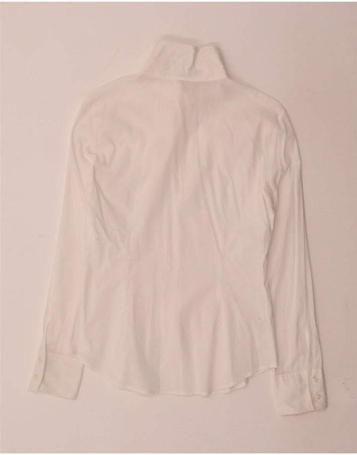 Benetton Damen-Hemd UK 10 Small aus weißer Baumwolle