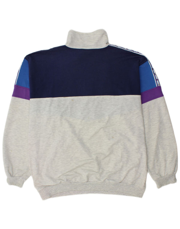 LOTTO Mens Graphic Zip Neck Sweatshirt Jumper Large Grey Colourblock