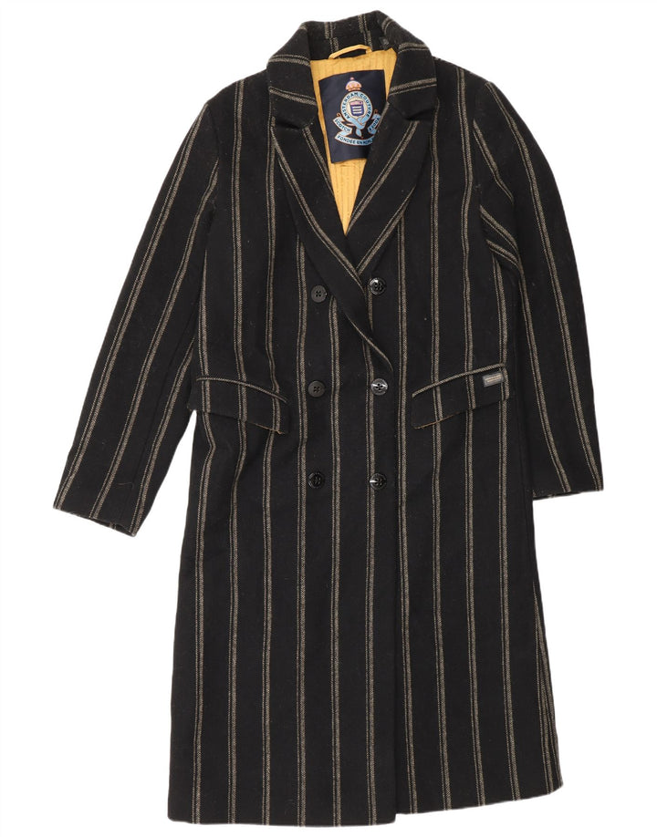Scotch & Soda Zweireihiger Damenmantel UK 14 Mittelschwarz gestreift