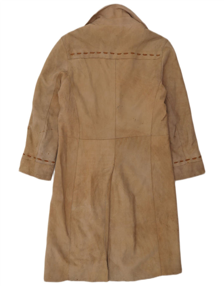 Vintage Damen Wildledermantel UK 12 Medium Beige Leder