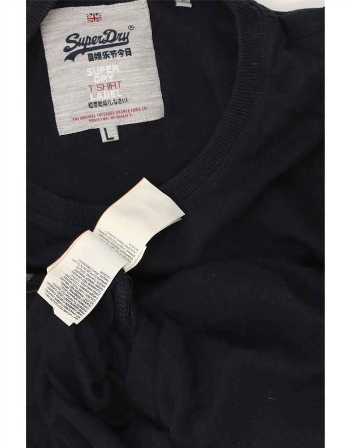 Superdry Herren Grafik-Oberteil, langärmelig, groß, Marineblau, Baumwolle