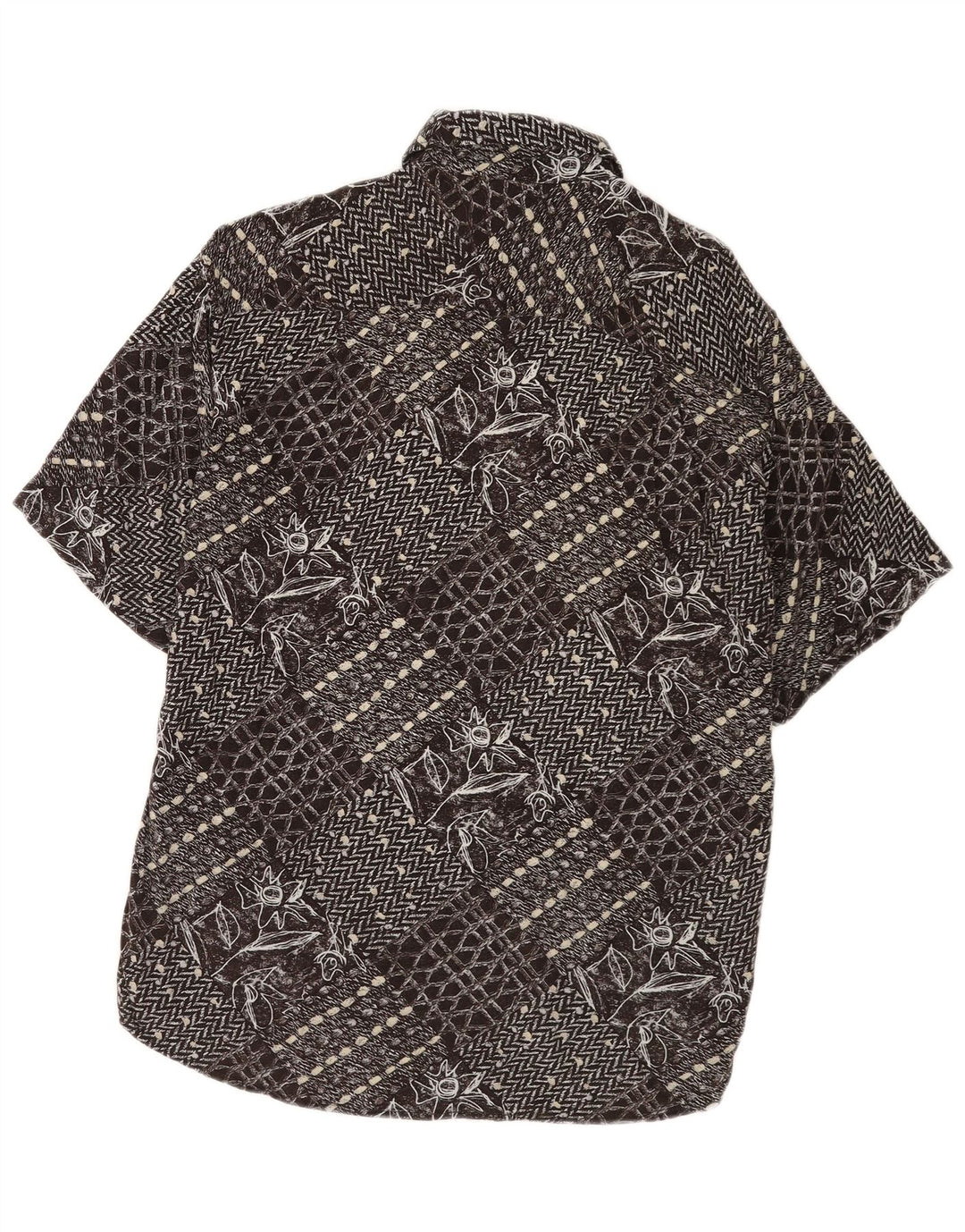 Vintage Herren Kurzarmshirt Medium Schwarz Patchwork
