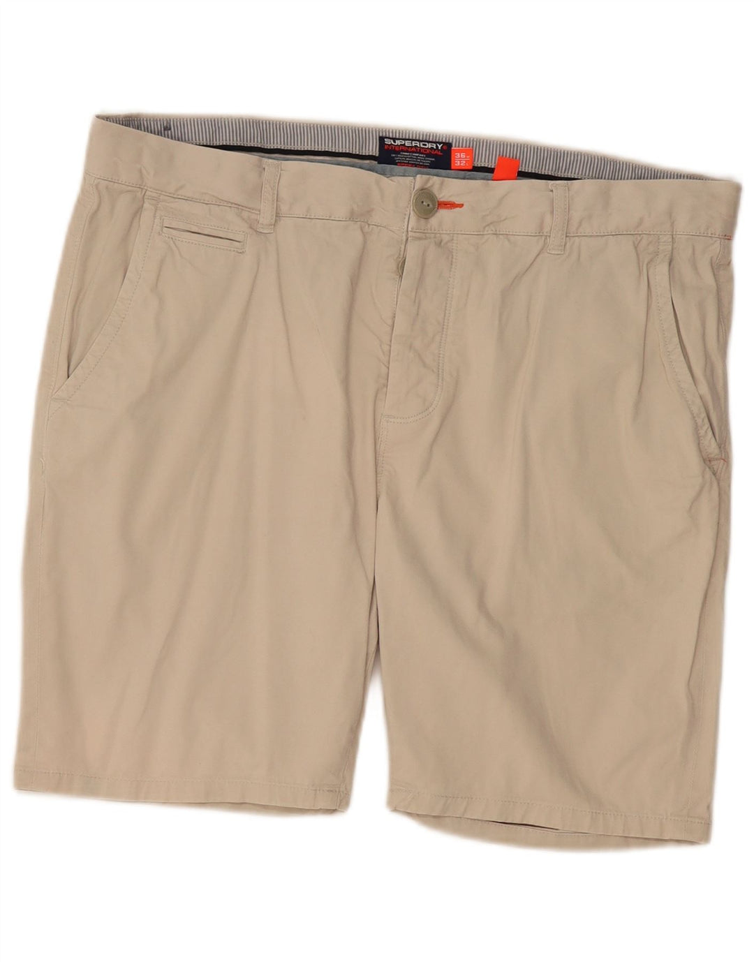SUPERDRY Herren Chino-Shorts W36 Large Beige Baumwolle