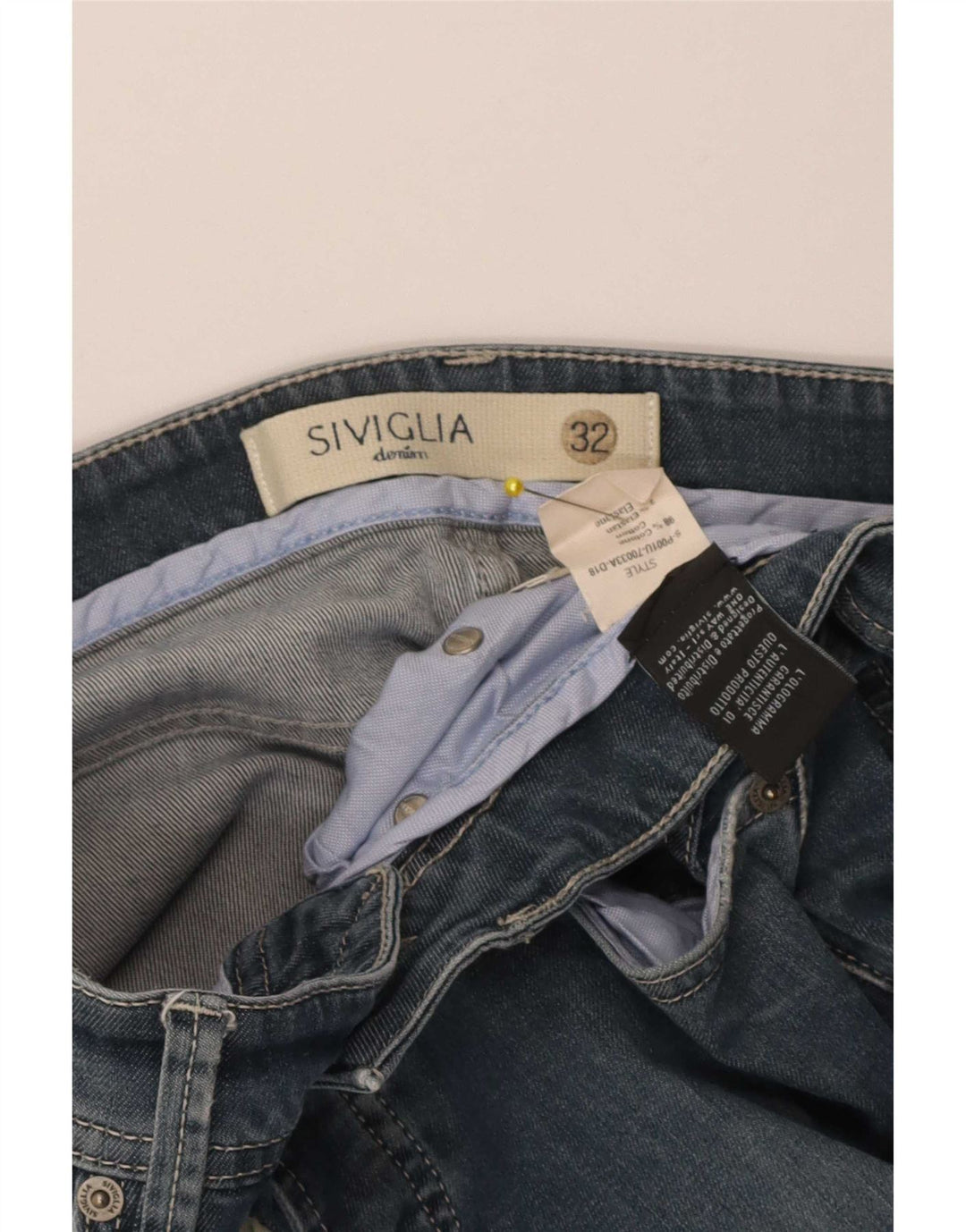 SIVIGLIA Herren Straight Jeans W32 L32 Blaue Baumwolle