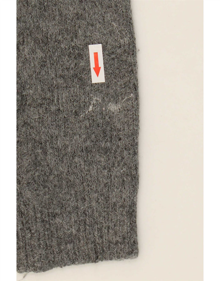 Zara Damen Pullover mit grafischem V-Ausschnitt, Gr. 10, Größe S, Grau