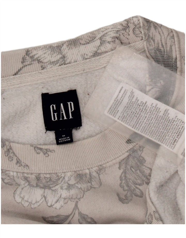 Gap Damen Sweatshirt-Pullover UK 14 Mittelgraue geblümte Baumwolle
