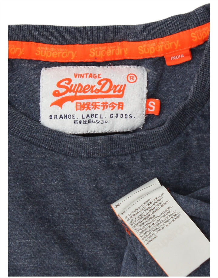 SUPERDRY Herren-Oberteil aus Baumwolle mit langen Ärmeln, klein, blau meliert