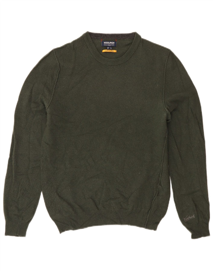 WOOLRICH Damen-Pullover mit Rundhalsausschnitt, UK 14, mittlere Khaki-Wolle