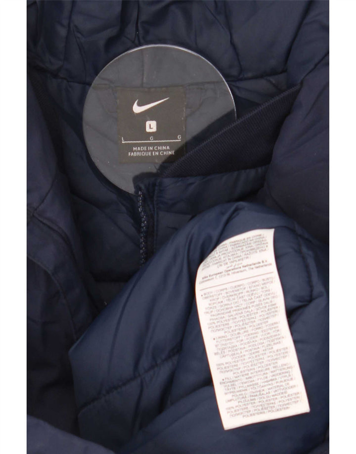 Nike Herren-Mantel mit Kapuze, gepolstert, Größe 40, Marineblau, Polyester