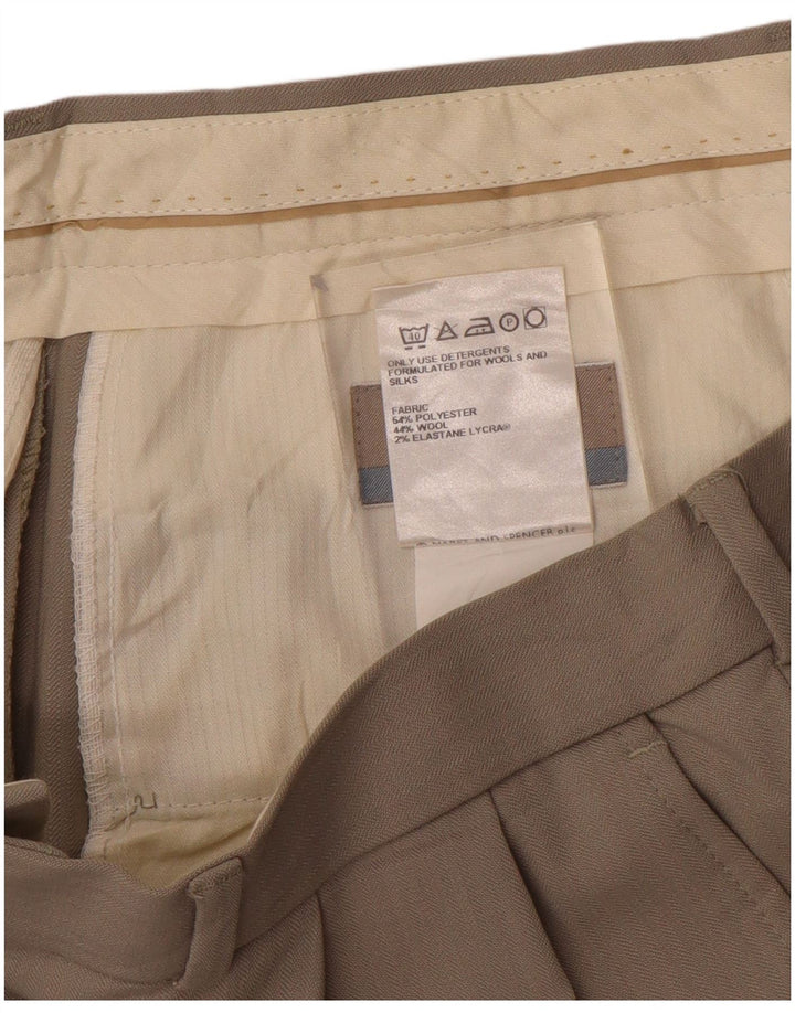Marks & Spencer Herren-Anzughose mit geradem Bund, Breite 34, Länge 33, Grau, Polyester